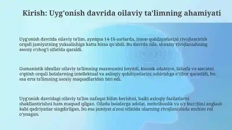 Yevropa Uyg‘onish Davri Mutafakkirlari Asarlarida Oila Tarbiyasining Aks Etishi 3