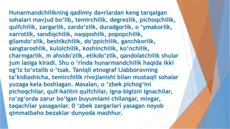 Xalq pedagogikasida xalq amaliy san’ati va hunarmandchiligi, milliy me’morchilik, milliy musiqa, qo‘shiqchilik va raqs san’ati, milliy teatrlarning tarbiyaviy ahamiyati 3