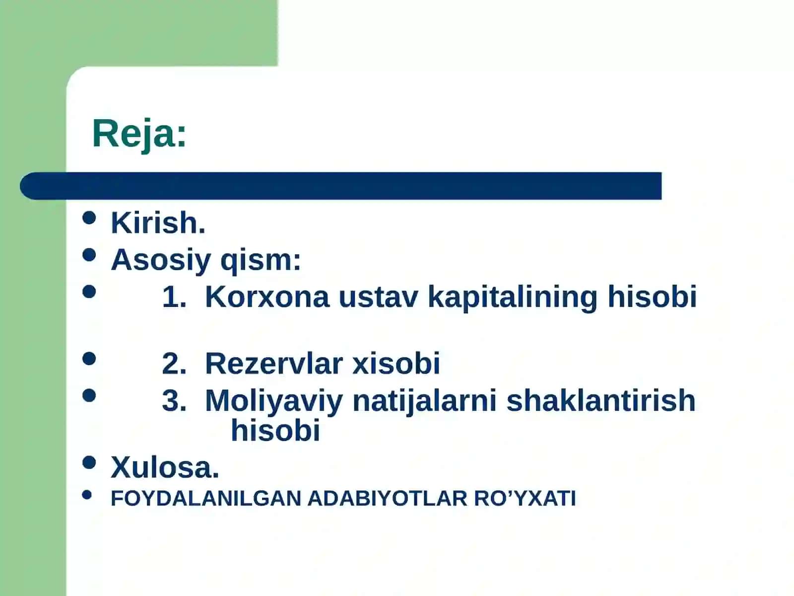 Toshtemirova Nargizaning fondlar va rezervlar hisobi 3