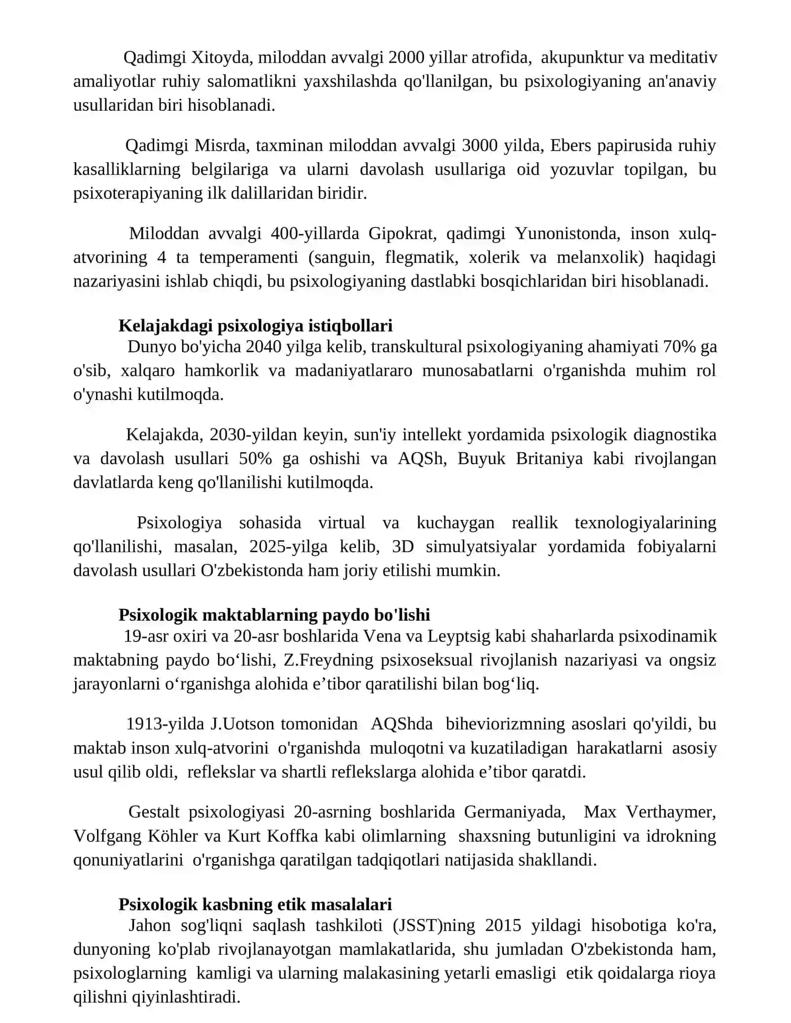 Psixolog kasbining shakillanish tarixi va bugungi inkoniyatlari 3