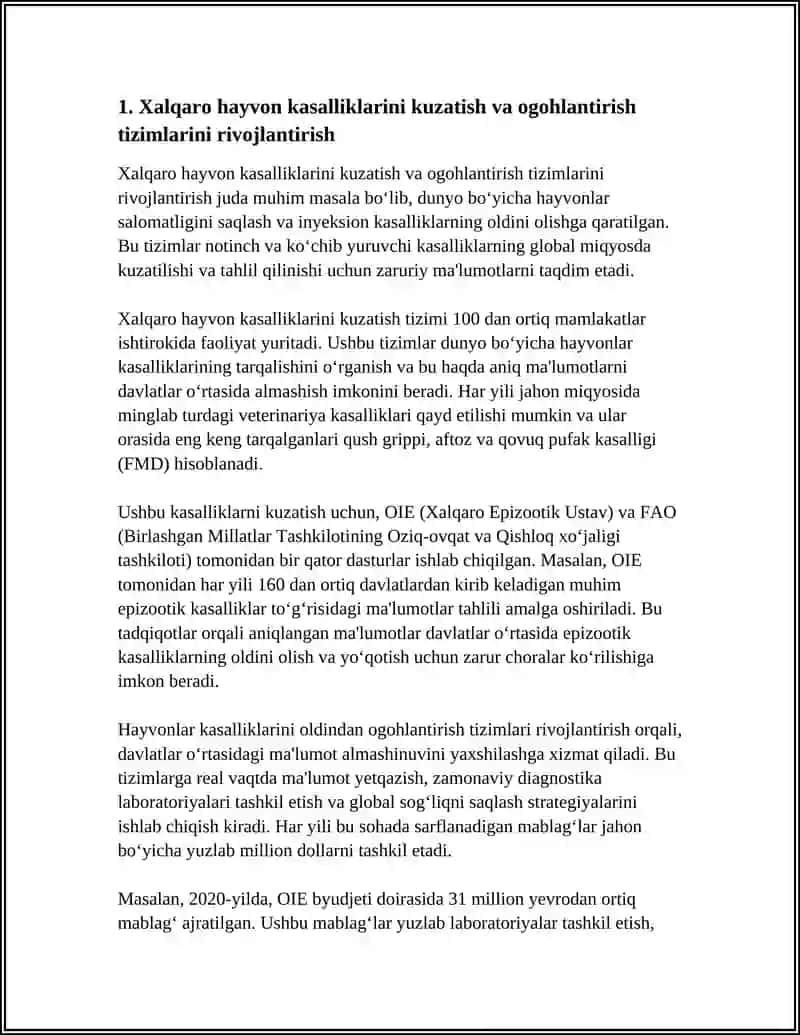 VETERINARIYA SOHASIDA OLIB BORILADIGAN XALQARO ALOQALAR 3