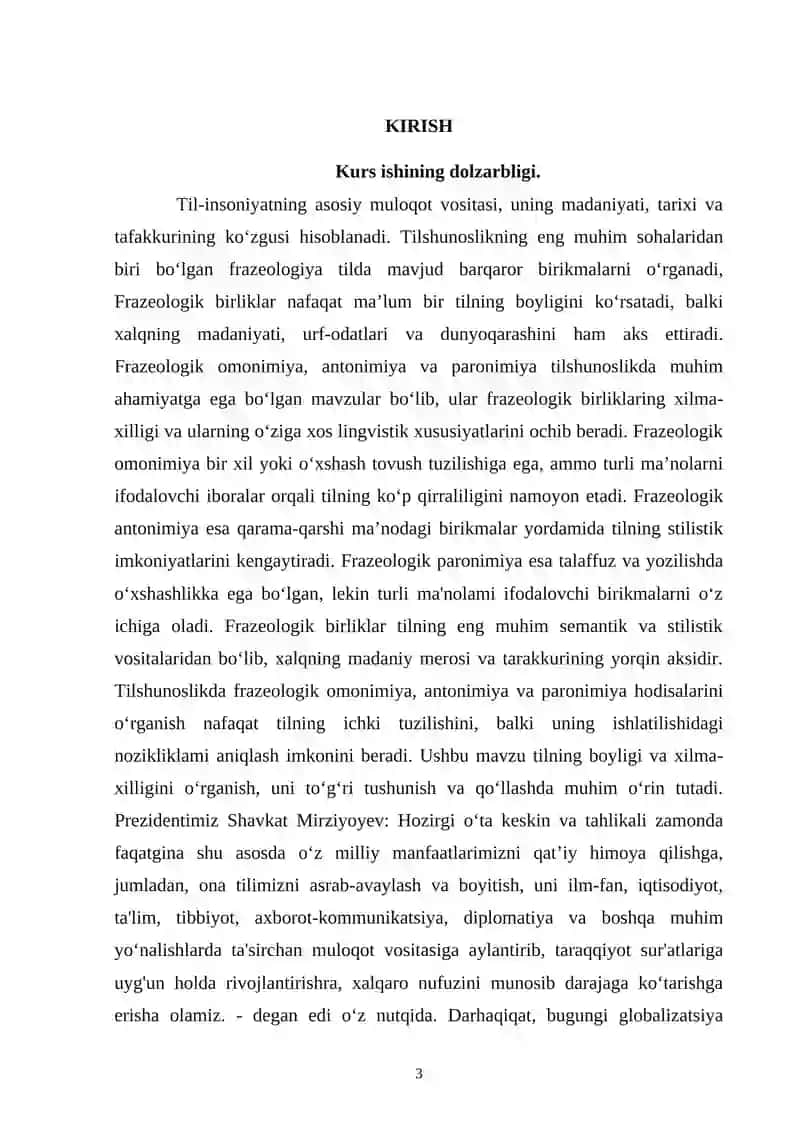 Frazeologik omonimiya. Antonimiya va paronimiya 3