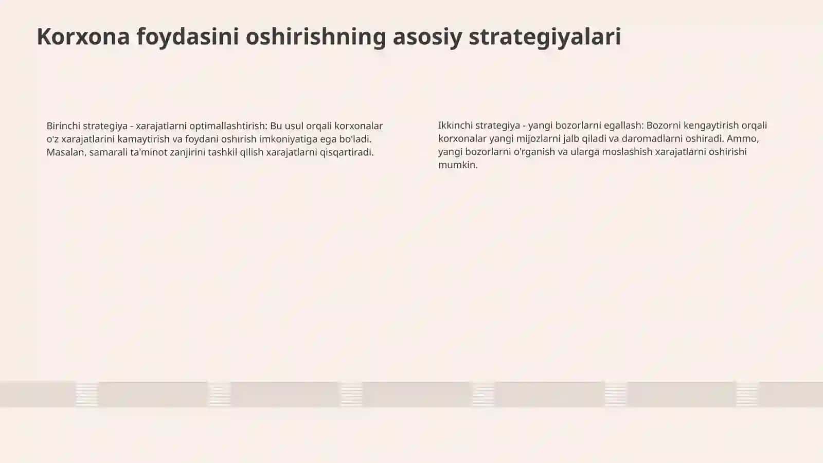 Korxona foydasini oshirish strategiyalari 3