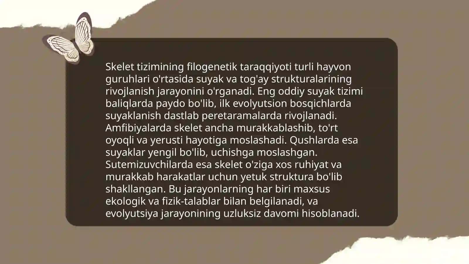 Skelet tizimi filogenezi va buzilishlari 3