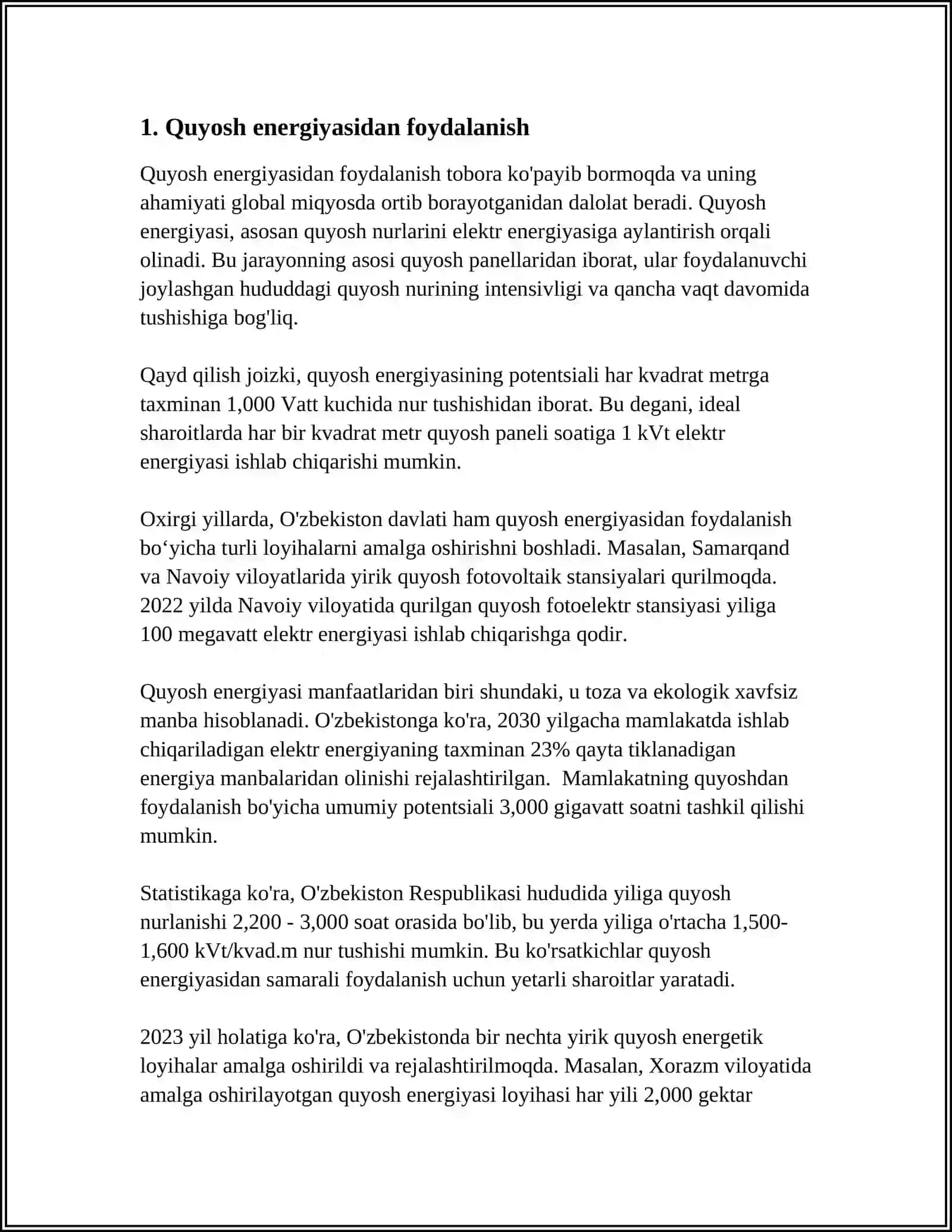 QUYOSH ENERGETIKASI QURILMALARINING QO'LLANISHI 3
