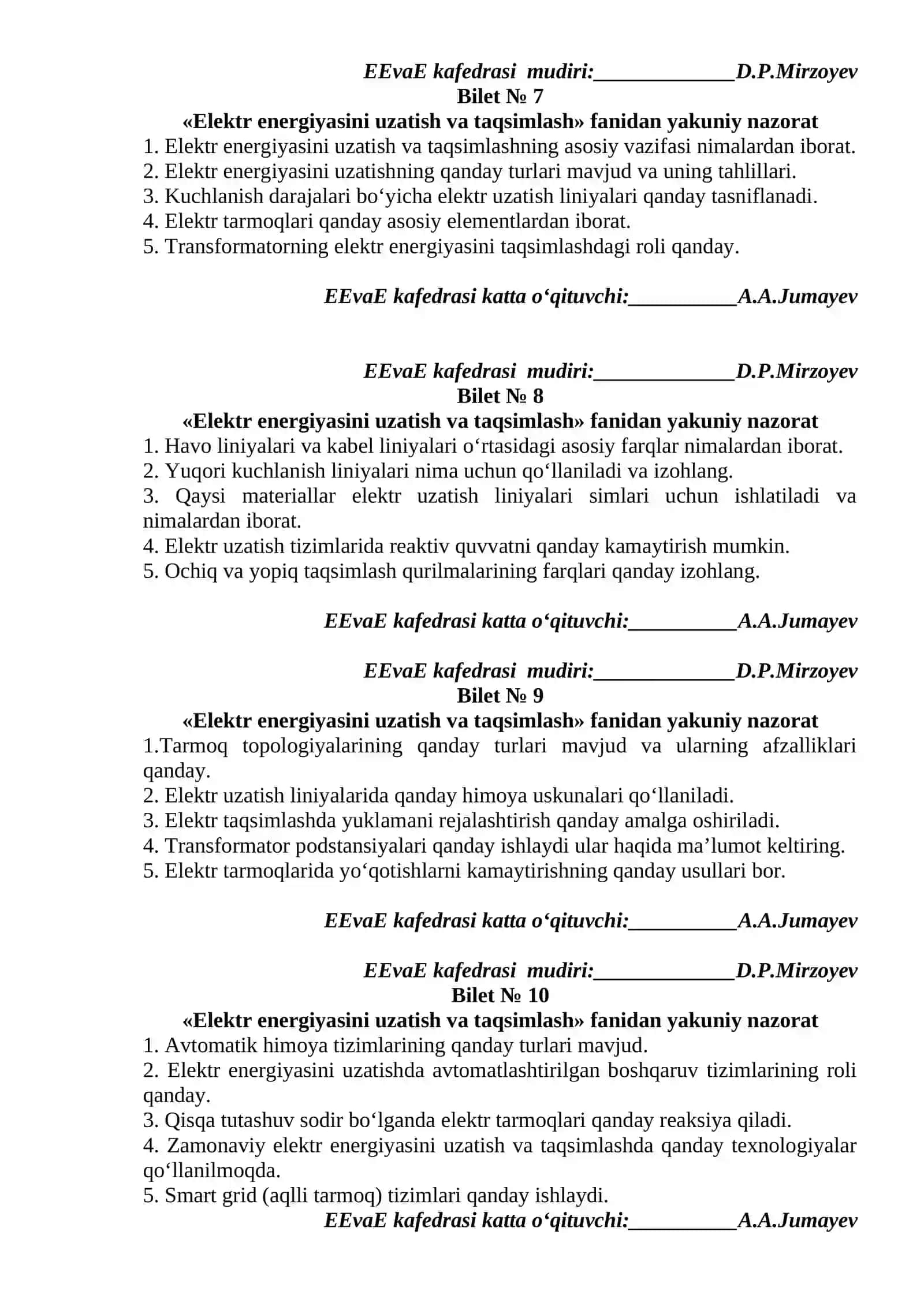 Elektr energiyasini uzatish va taqsimlash 3
