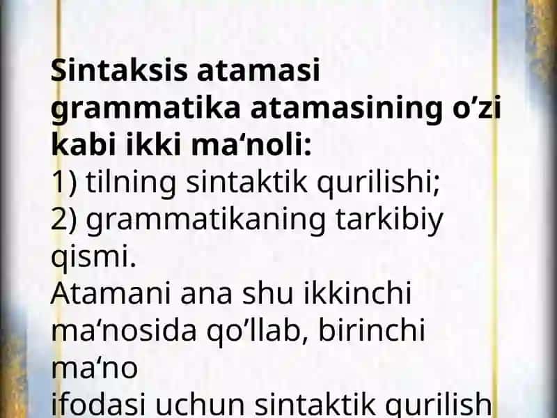 Sintaktik birliklar. Soʻz birikmasining lisoniy sintaktik xususiyati va bogʻlanish omillari 3