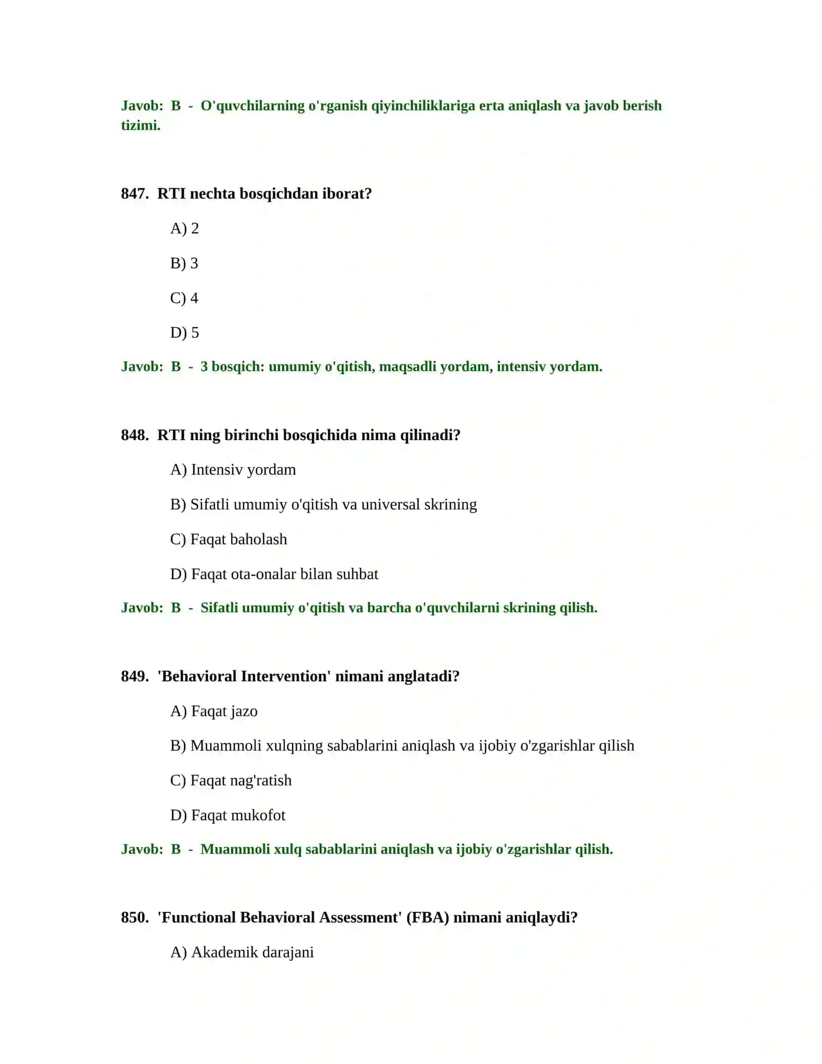 BOSHLANG'ICH TA'LIM O'QITUVCHISI TEST SINOVLARI 3