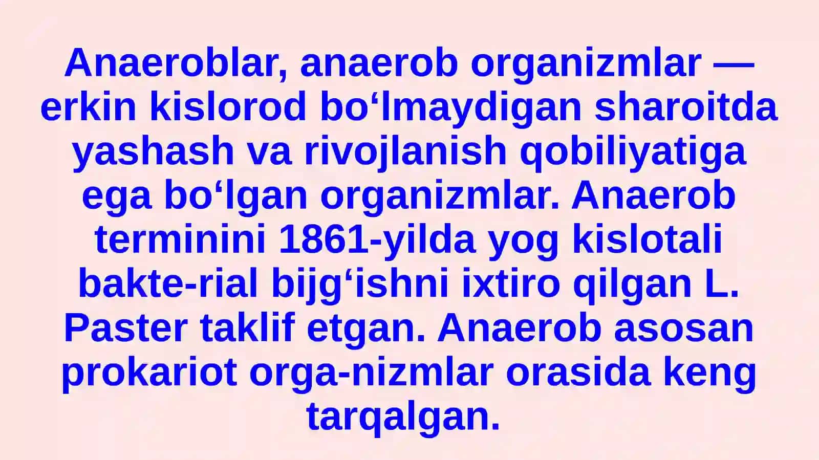 Anaerob jarayonlar orqali energiya hosil bo’lishi 3