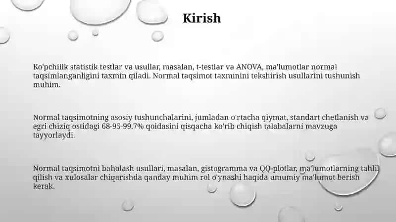Normal taqsimotni baxolash metodlari 3