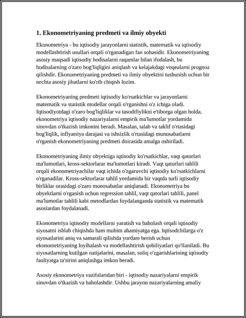 EKONOMETRIKANING PREDMETI VAZIFALARI VA RIVOJLANISH TARIXI 3
