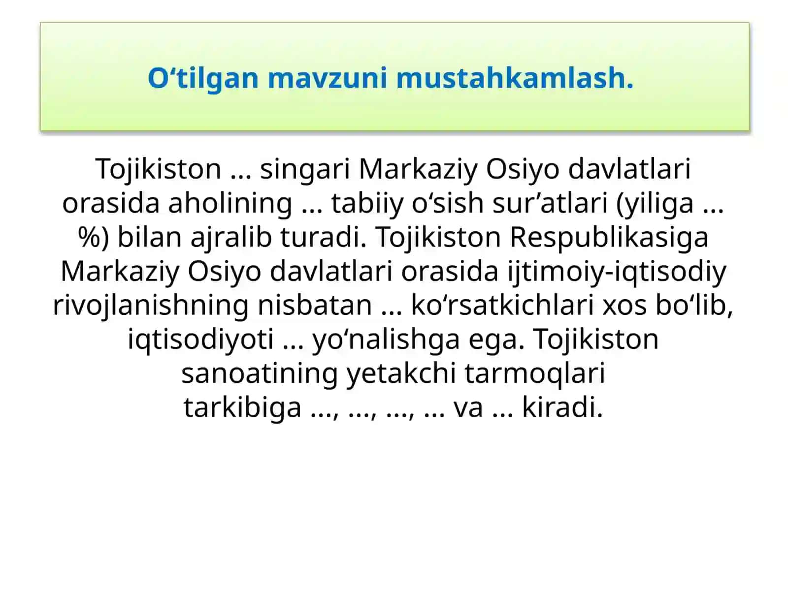 38-§.Amaliymashg‘ulotMarkaziyOsiyomamlakatlariningqiyosiygeografiktavsifi 3