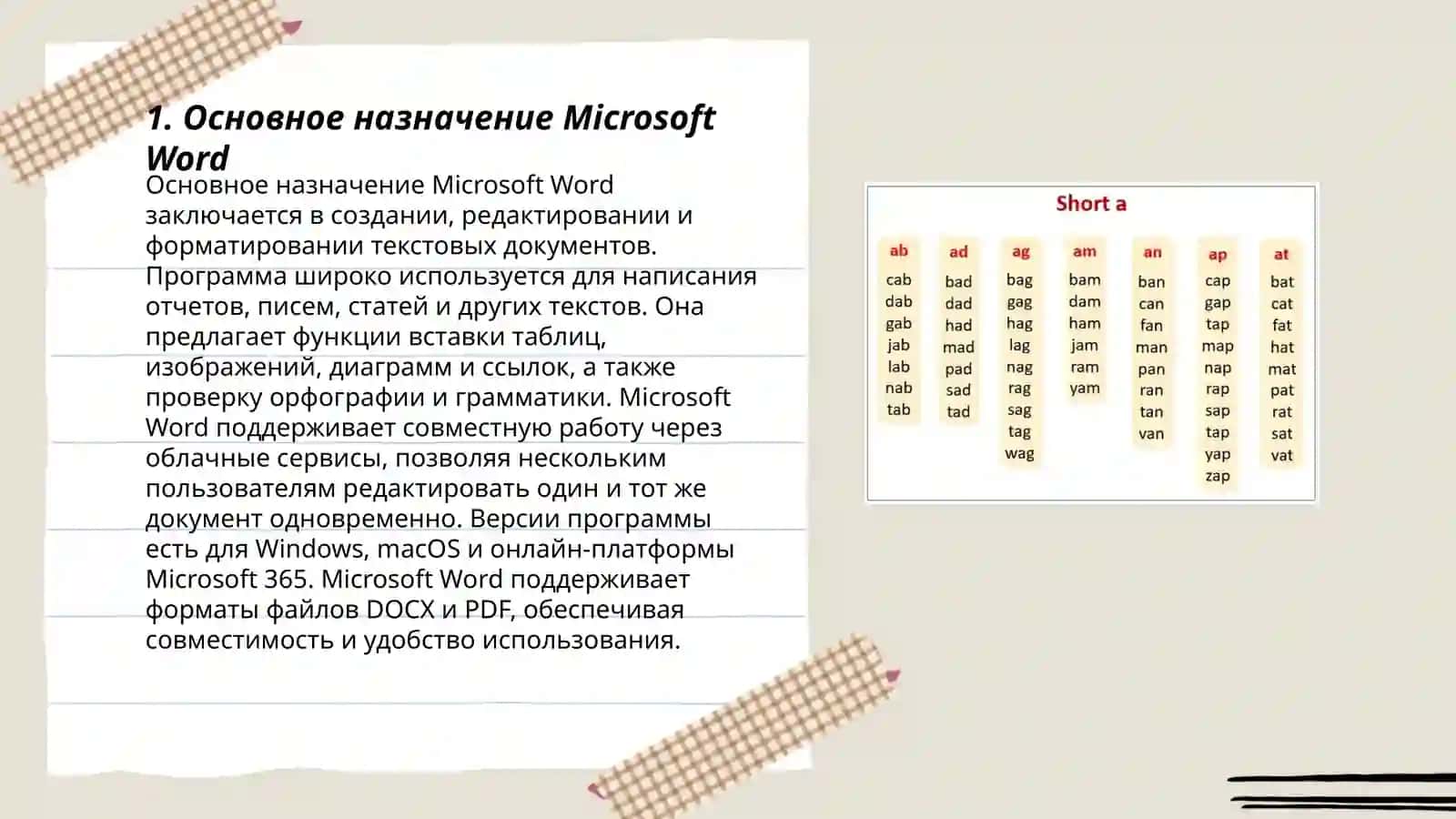 Основное назначение Microsoft Word 3