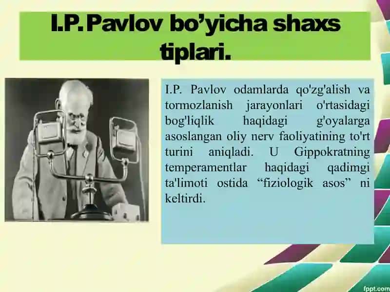 “Fikrlovchi shaxs” tiplari haqida tasavvurlar (I.P.Pavlov bo’yicha) 3