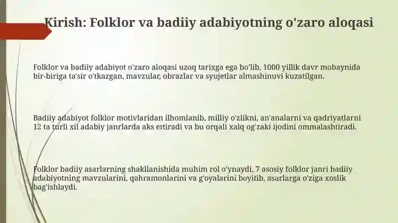 Folklor va badiiy adabiyot munosabatlari 3