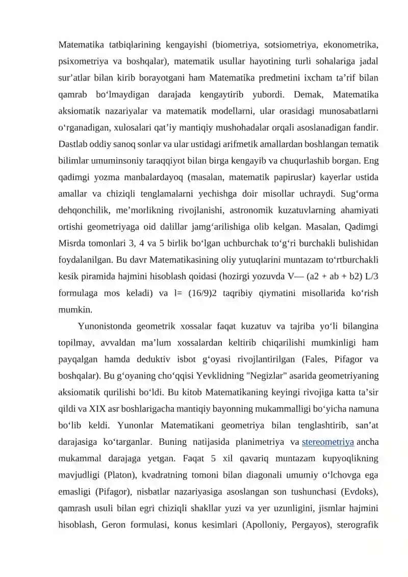 Matematika fanining predmeti 3