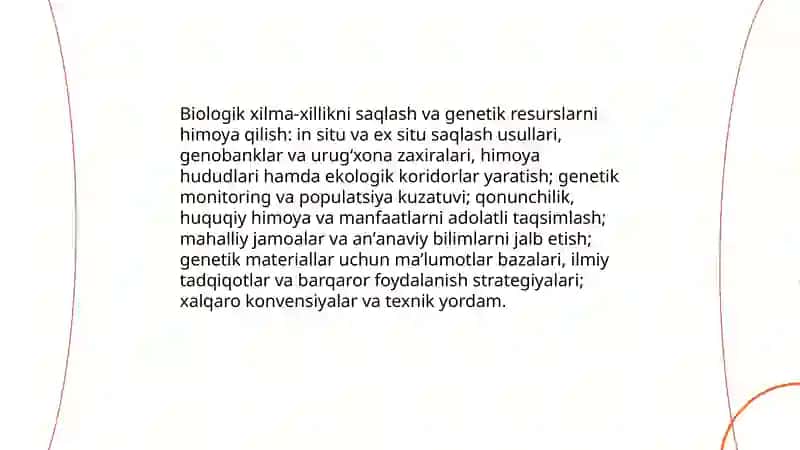 Biologik xilma-xillikni saqlash va genetik resurslarni himoya qilish 3
