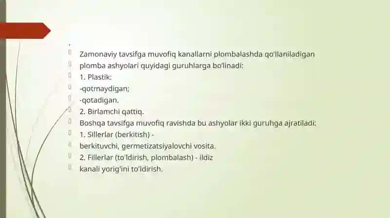 Ildiz kanallarini doimiy plombalash uchun qo’llaniladigan  ashyolar 3