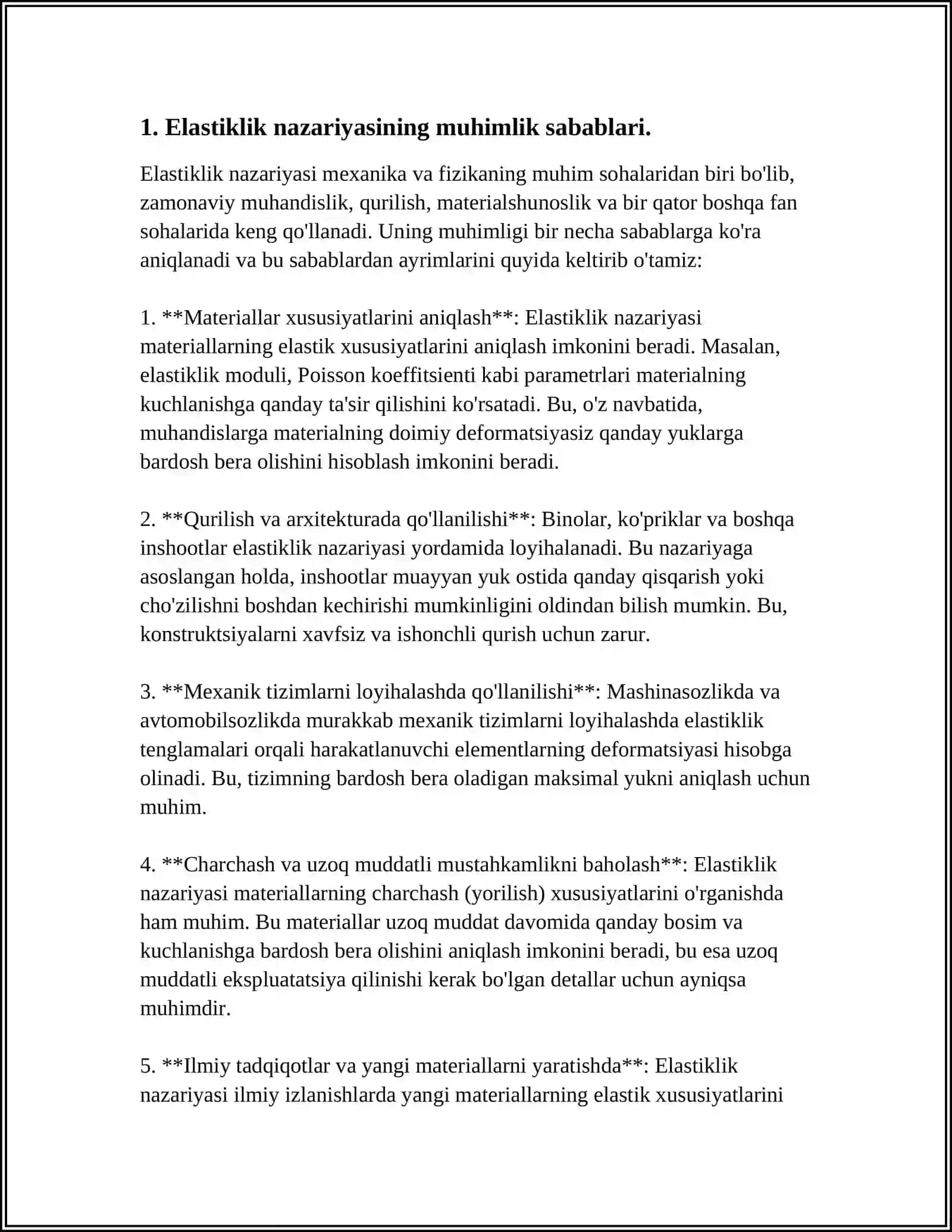 ELASTIKLIK NAZARIYASINING AMALIYOTDA QOLLASH CUSUSIYATLARI 3