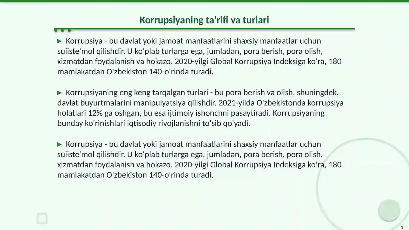 Korrupsiyaning mohiyati, oqibatlari va unga qarshi kurash 3