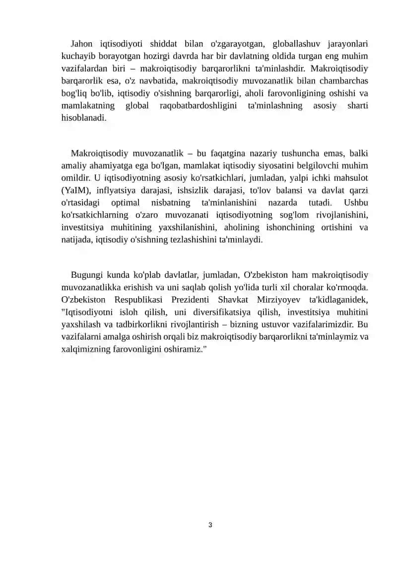 Makroiqtisodiy muvozanatlikning mohiyati va unga erishish yo’llari 3