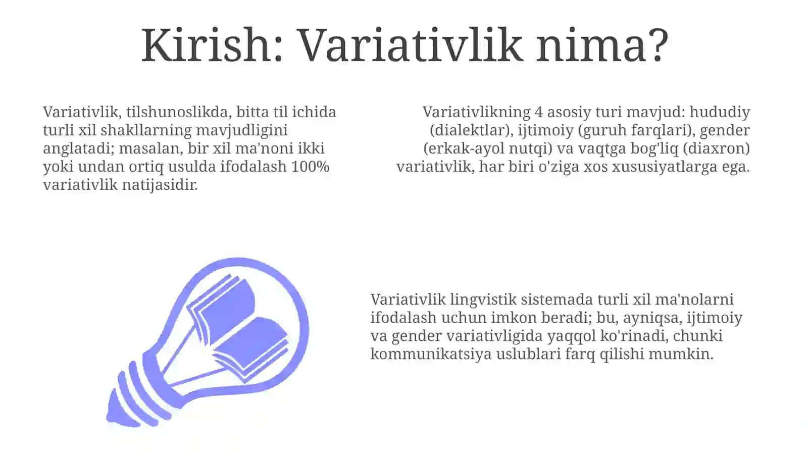 Variativlik turlari. Ijtimoiy variativlik. Gender variativlik 3