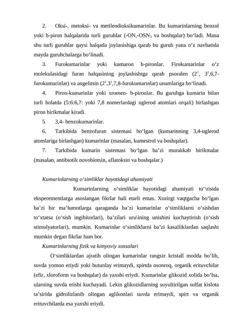 Kumarinlar kimyosi va texnologiyasi 3