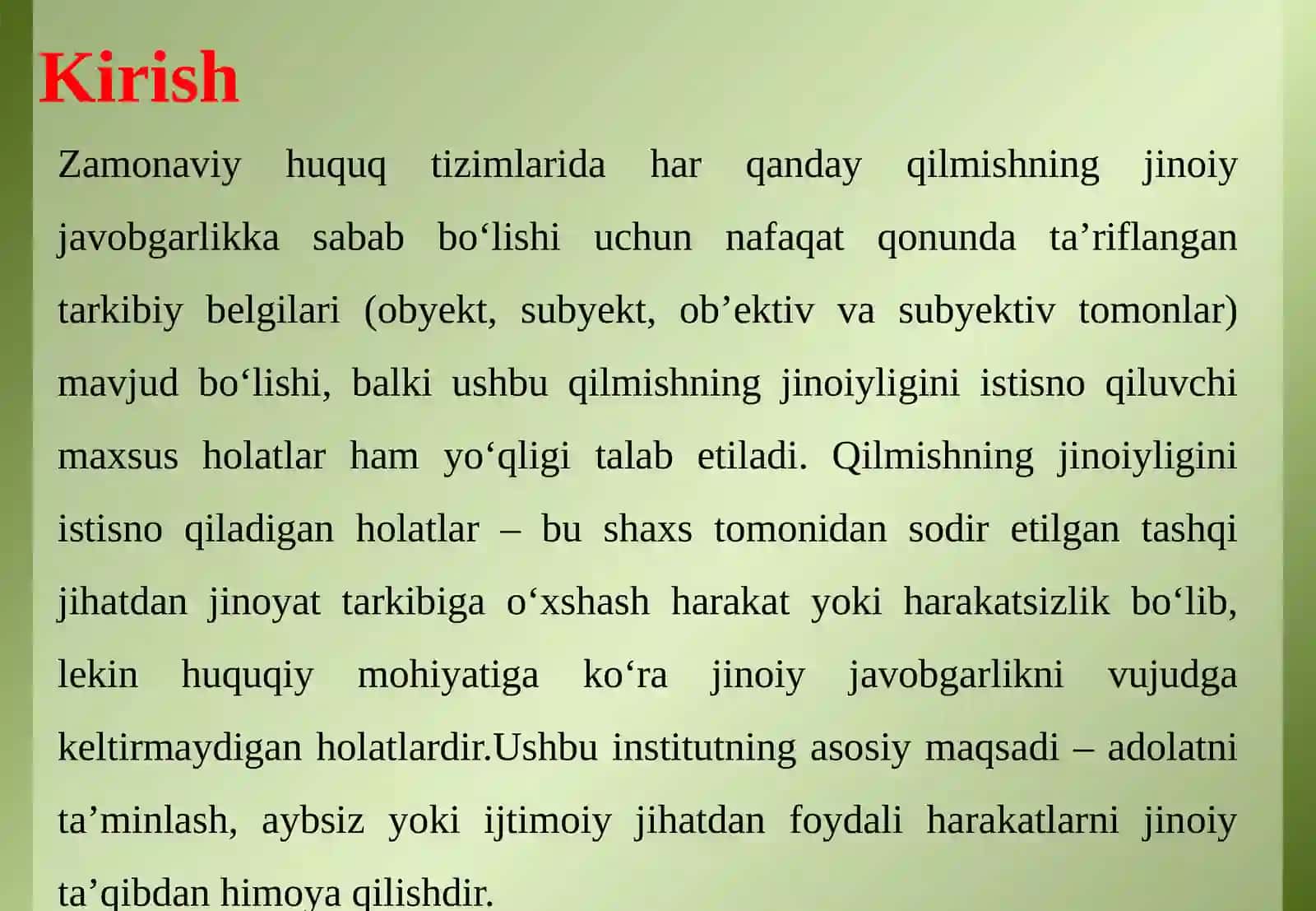 Qilmishning jinoiyligini istisno qiladigan holatlar 3