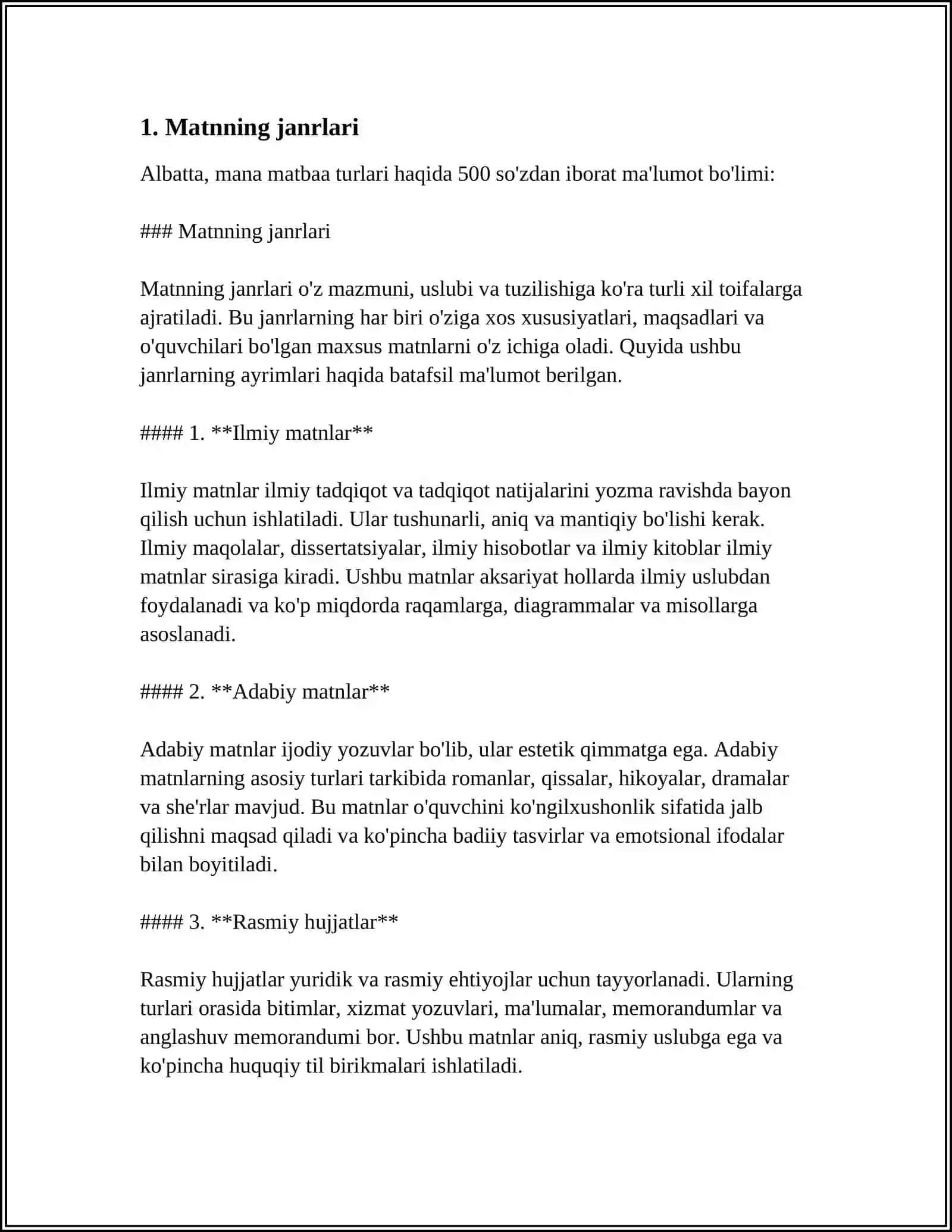 MATN VA UNI TURLARI, TARKIBI HAQIDA 3
