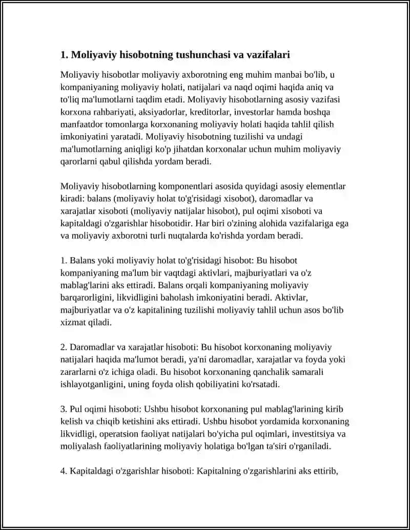 Moliyaviy hisobotning tuzilishi 3