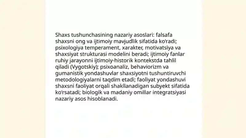 "Shaxs" tushunchasi va shaxs rivojlanishining oʻziga xos xususiyatlari 3