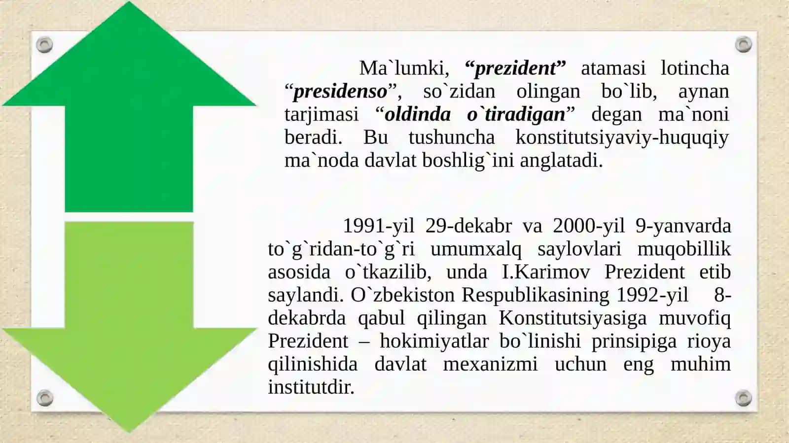 O`zbekistonda demokratik fuqarolik jamiyati asoslarining shakllantirilishi, amalga oshirilgan siyosiy o`zgarishlar 3