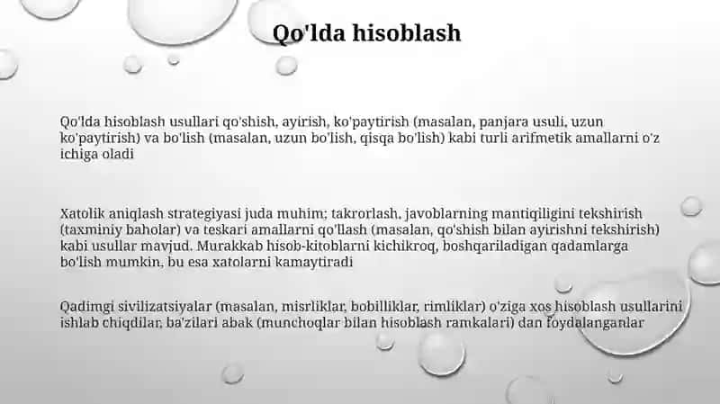 Arifmetik amallar bajarish metodikasi 3