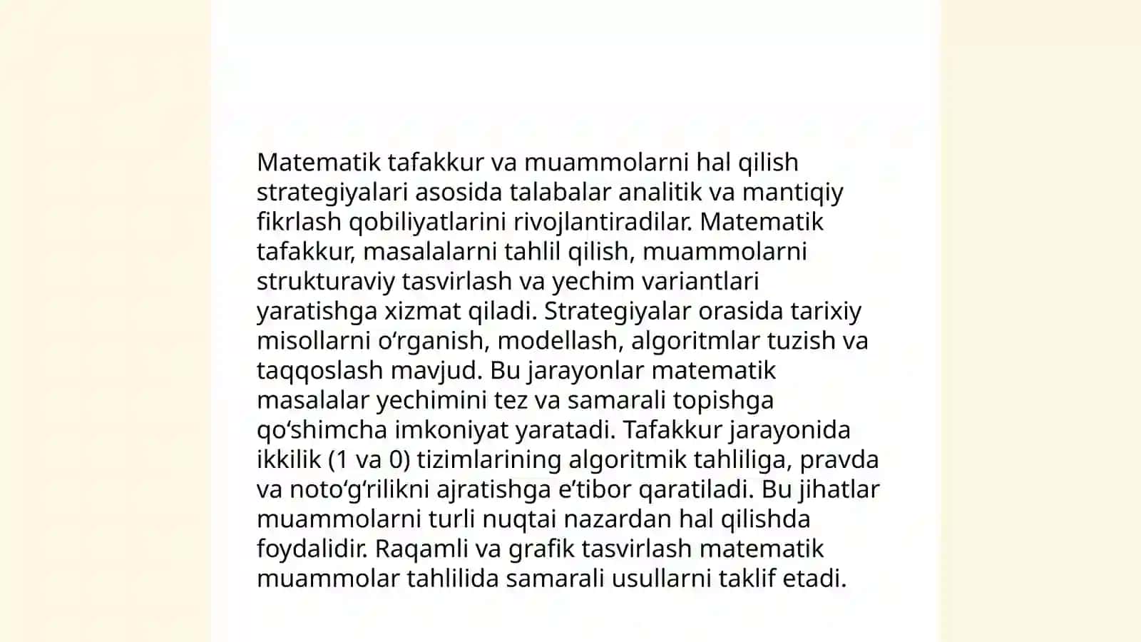 Boshlang'ich sinf óquvchilarining matematik tafakkurini rivojlantirish 3