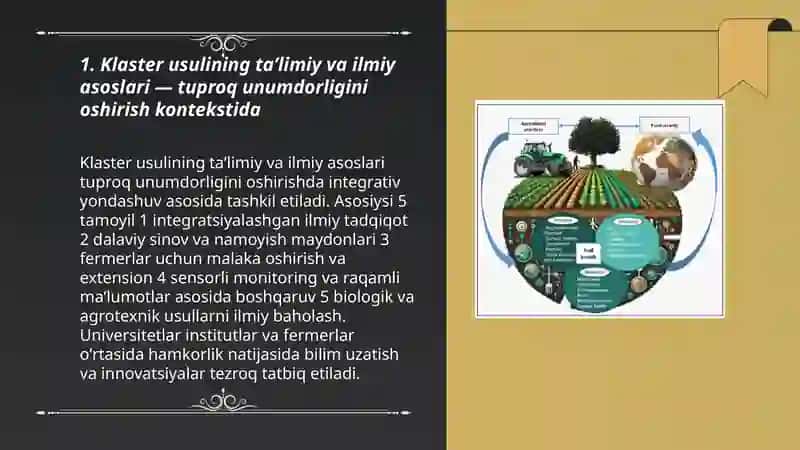 Klaster usulida tuproq unumdorligini oshirishning zamonaviy usullari 3