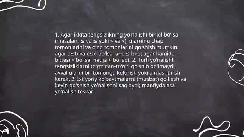 Tengsizliklarni qoʻshish va koʻpaytirish 3