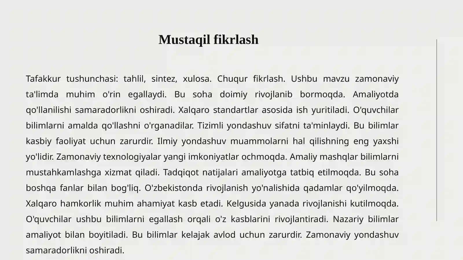 Tafakkur va Mustaqil Fikrlash 3