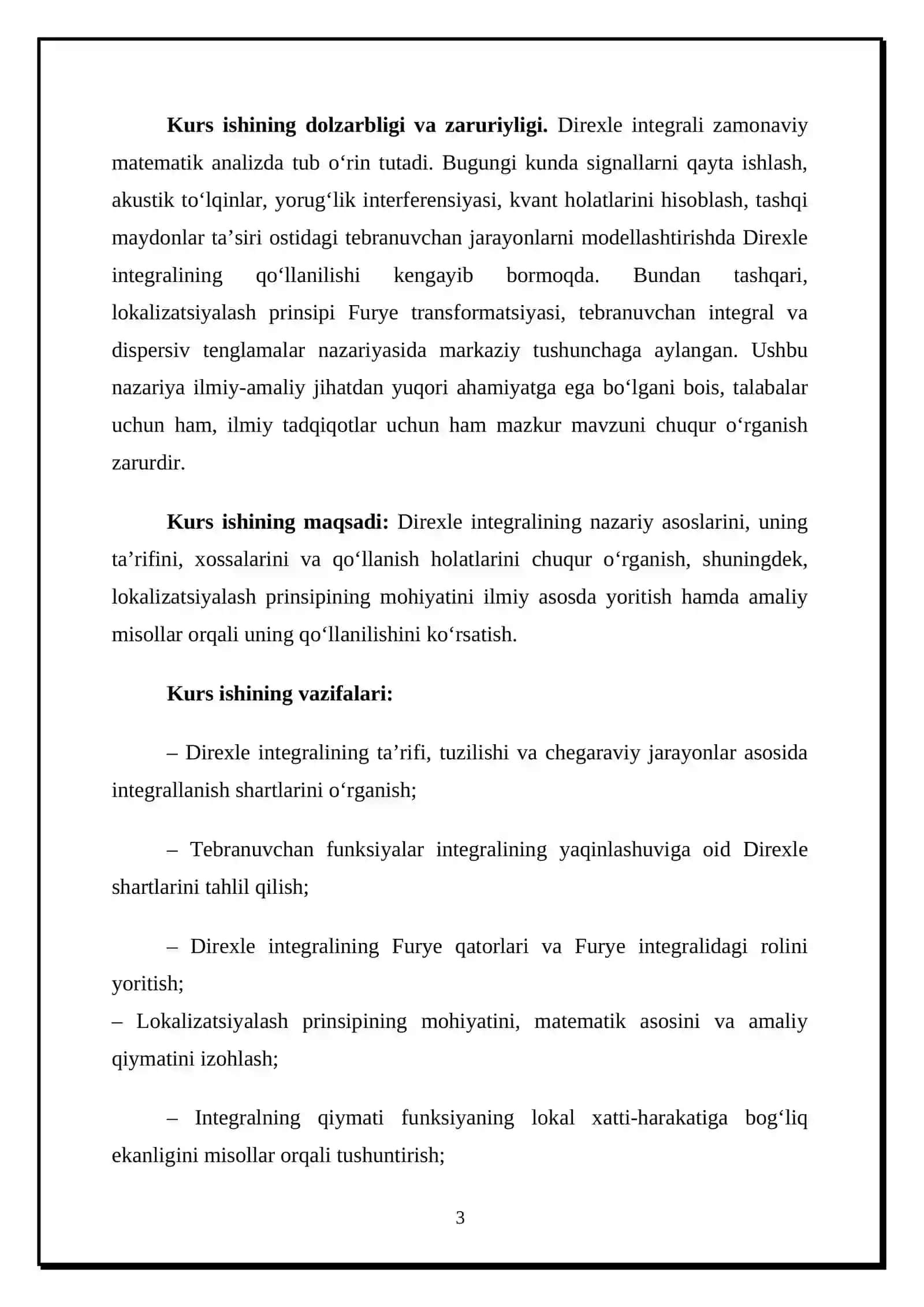 Direxle integrali. Lokalizatsiyalash prinsipi 3