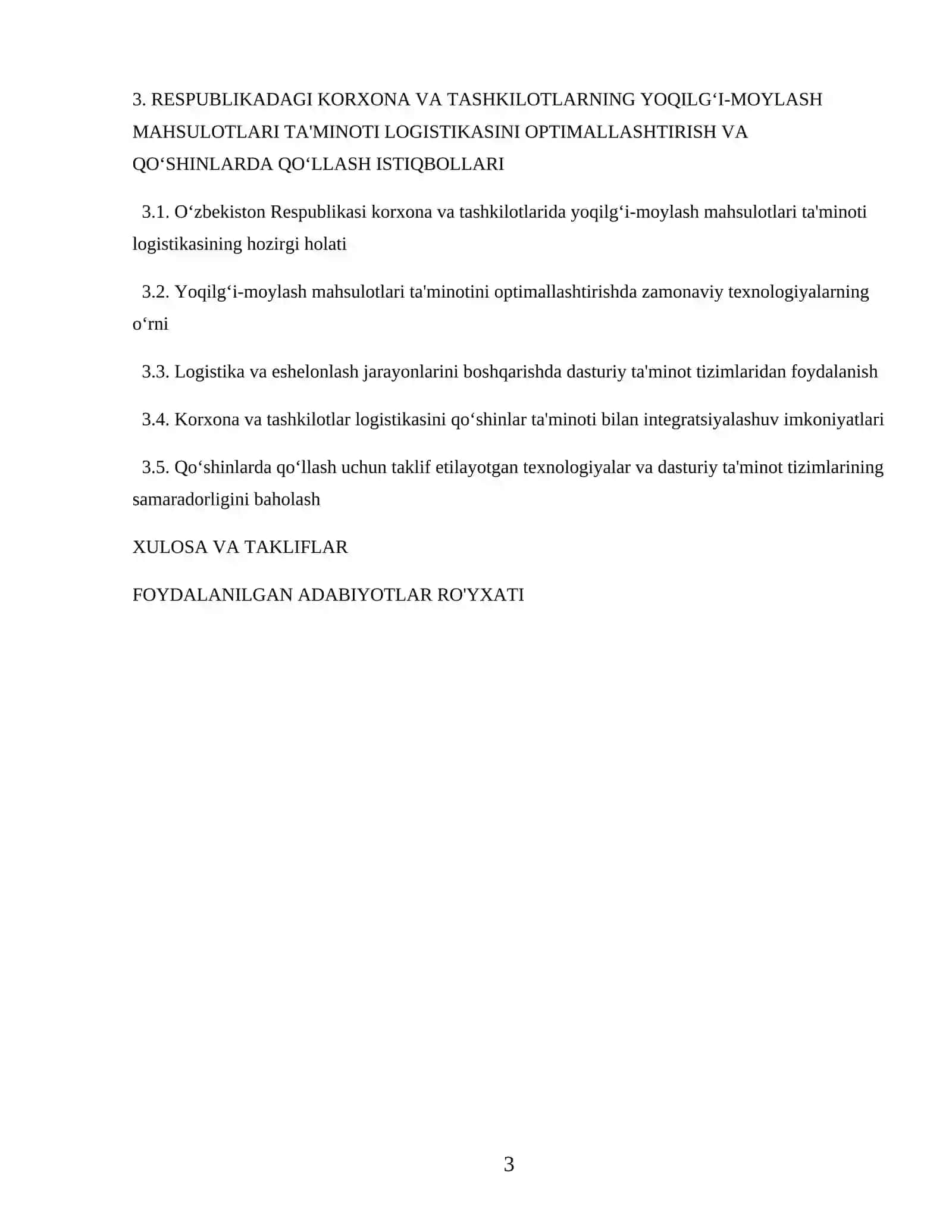 Yoqilgʻi moylash materiallari ta'minotida logistika va eshelonlash jarayonlarini optimallashtirish 3