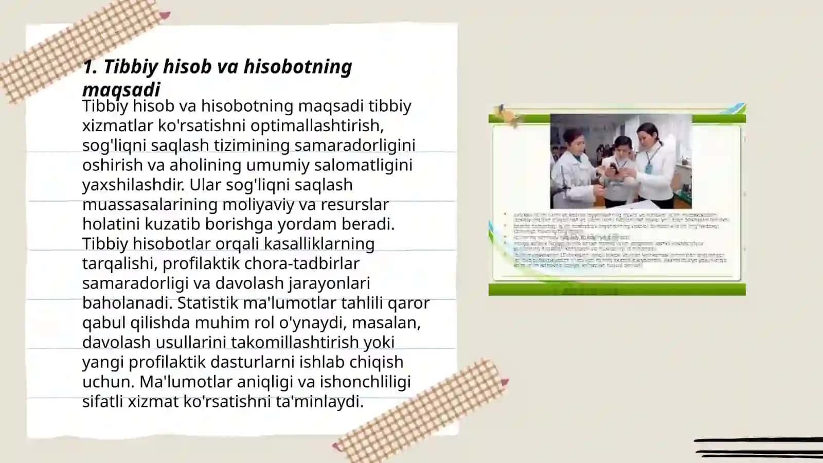 Tibbiy hisob va hisobotning Tibbiyot xizmati faoliyatini tashkillashtirishdagi ahamiyati 3