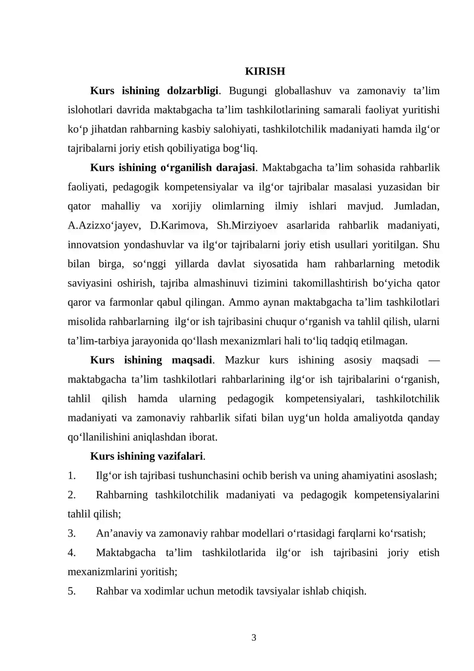 Kurs ishi Tarix o‘qitishda komil insonni tarbiyalash taʼlim tarbiyaviy asosi 3
