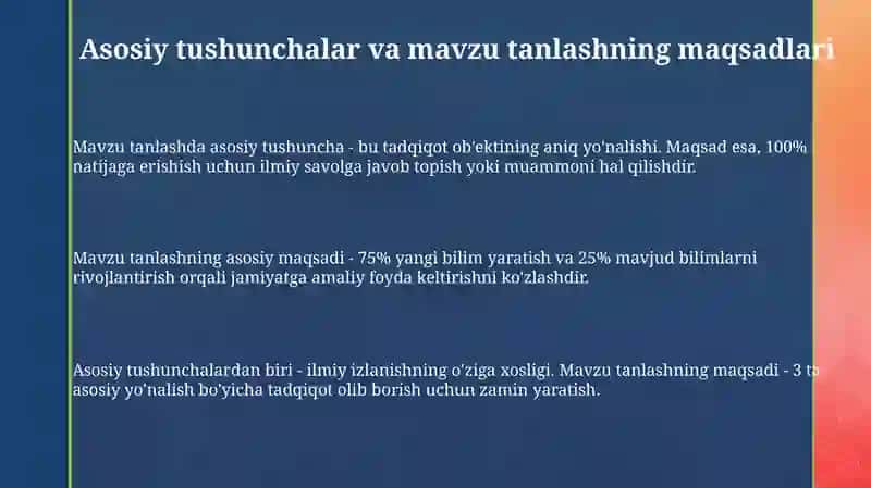 Mavzu Tanlashning Asosiy Tamoqillari va Vazifalari 3
