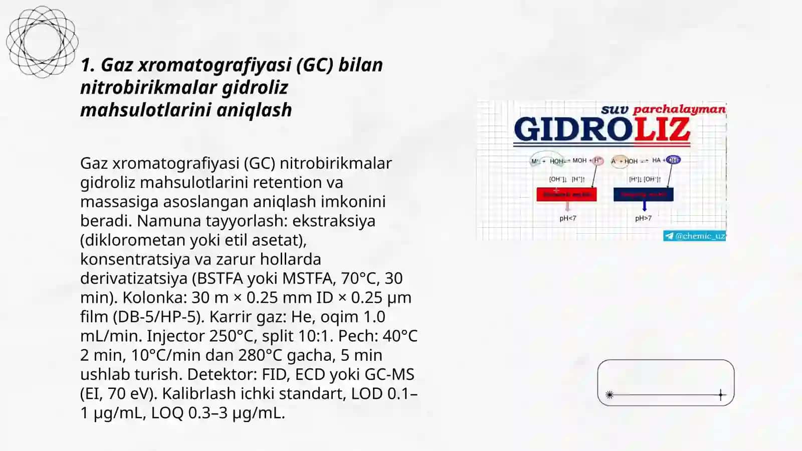 Nitrobirikmalarni gidroliz qilish mahsulotlarini aniqlash usullari 3