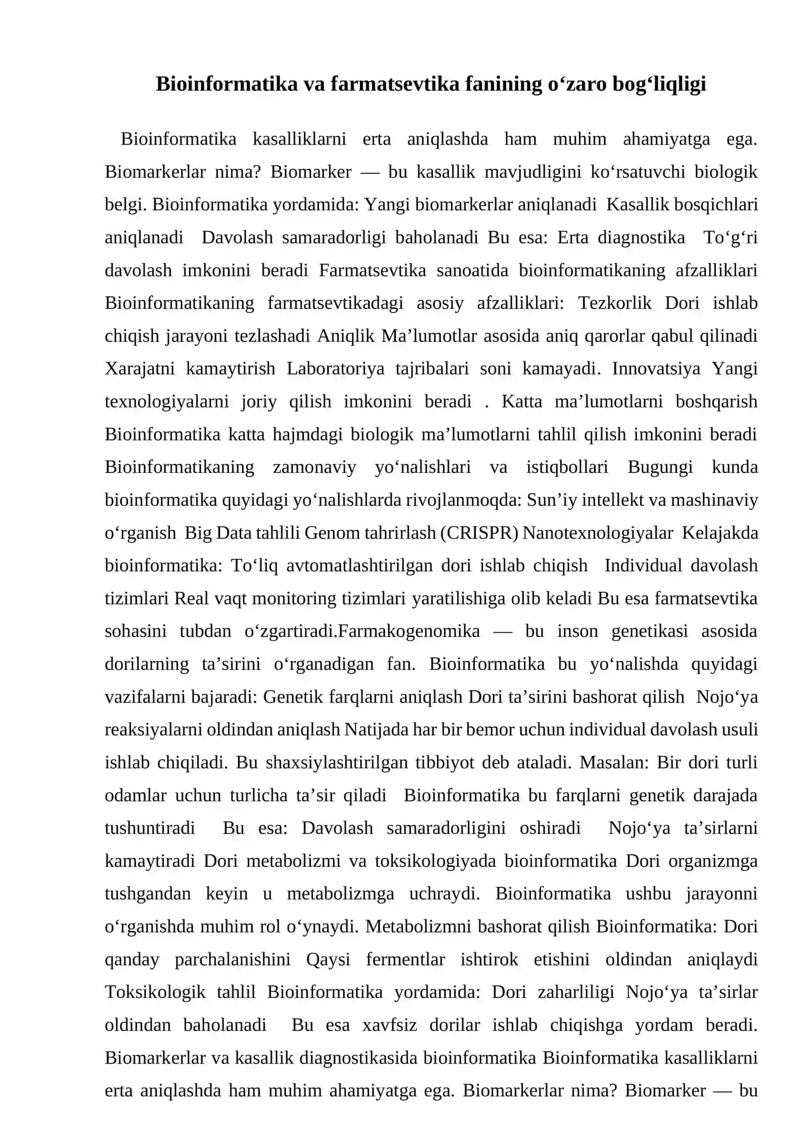 Bioinformatikaning farmatsevtikada o'rni 3