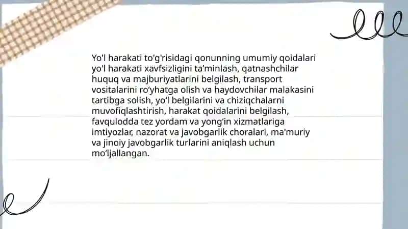 Yo'l harakati to'g'risidagi qonun 3