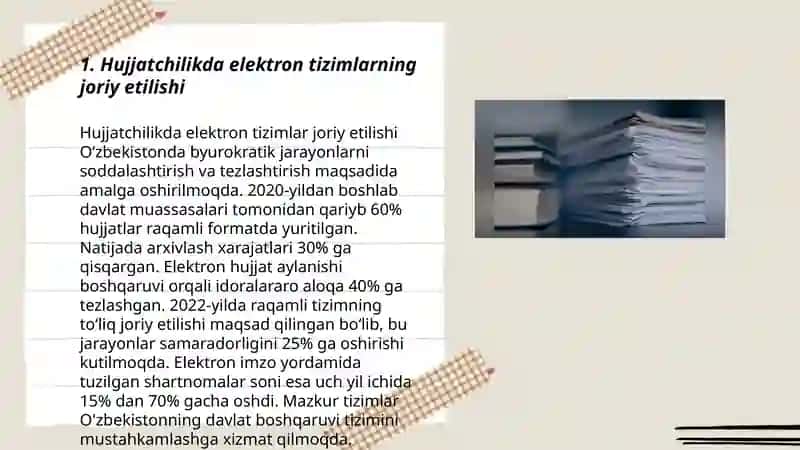 Hujjatchilikda elektron tizimlarning joriy etilishi 3