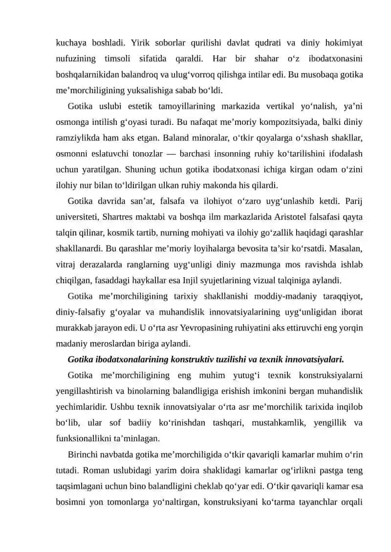 GOTIKA USLUBIDAGI IBODATXONALAR VA ULARNING ESTETIK AHAMIYATI 3