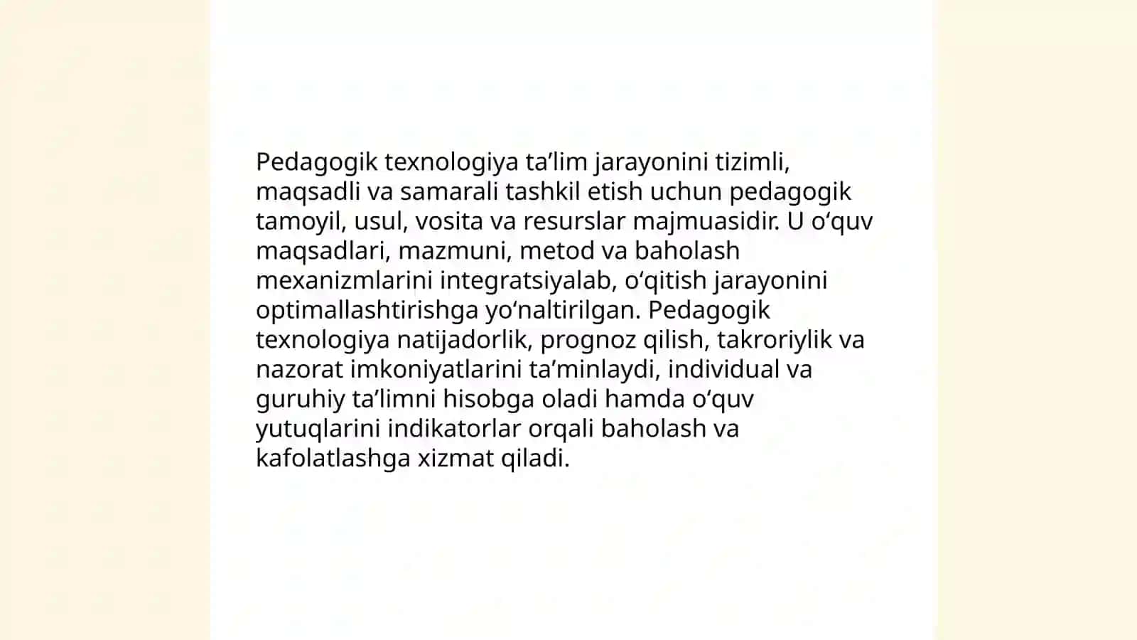 Pedagagik texnologiyaning asosiy belgilari va tasnifi 3