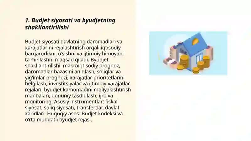 Budjet siyosati va byudjetning shakllantirilishi 3