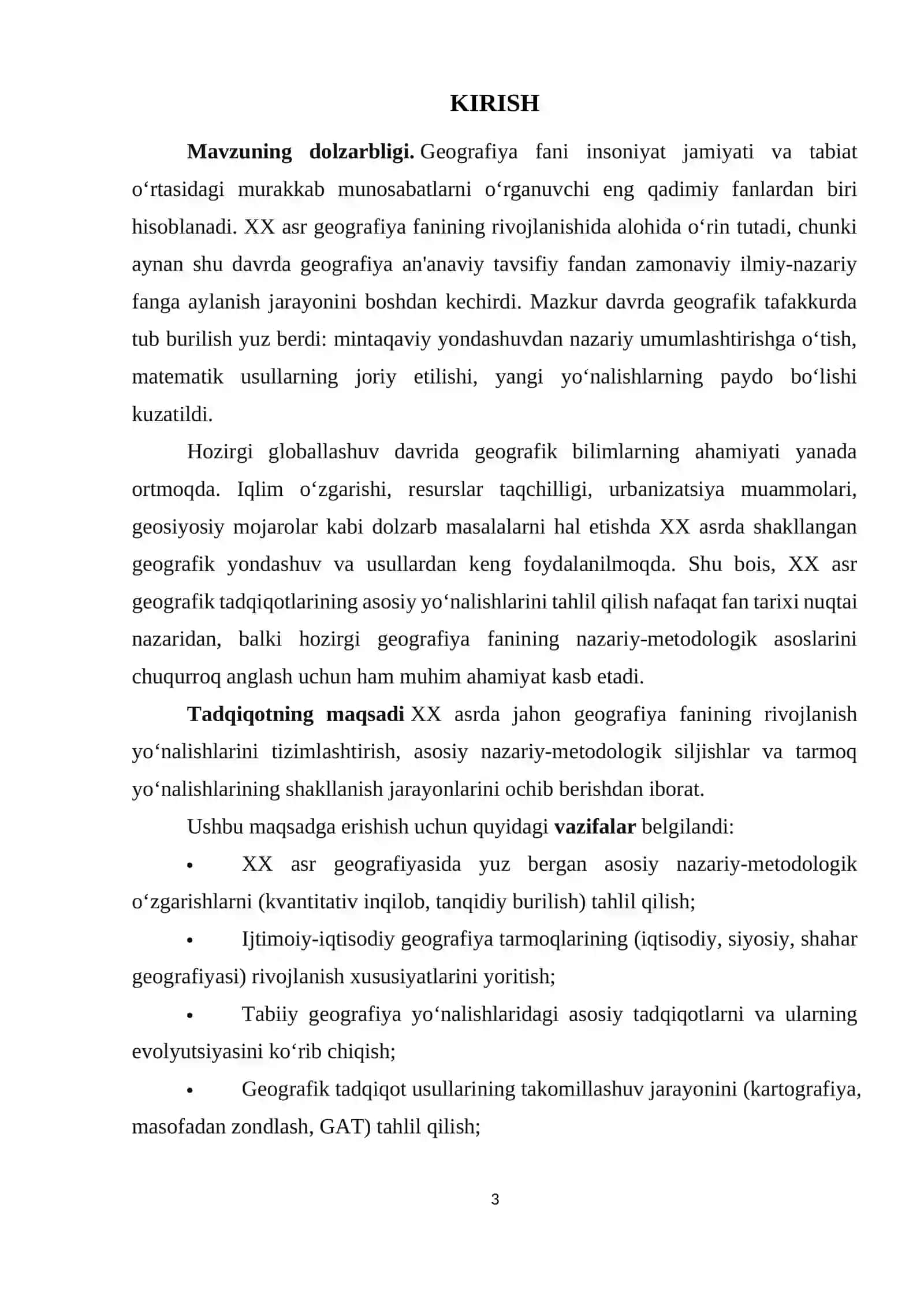 XX asrda geografik tadqiqotlar rivojlanishining asosiy yo‘nalishlari 3